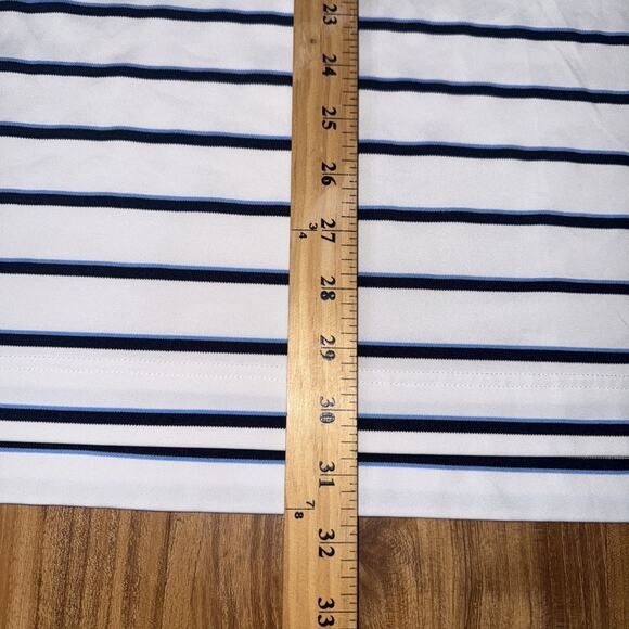 FootJoy Polo Shirt Mens Large Blue White Striped Golf Performance Stretch Logo - Picture 5 of 5